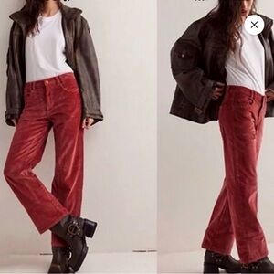 New Free People Risk Taker high rise straight corduroy pants